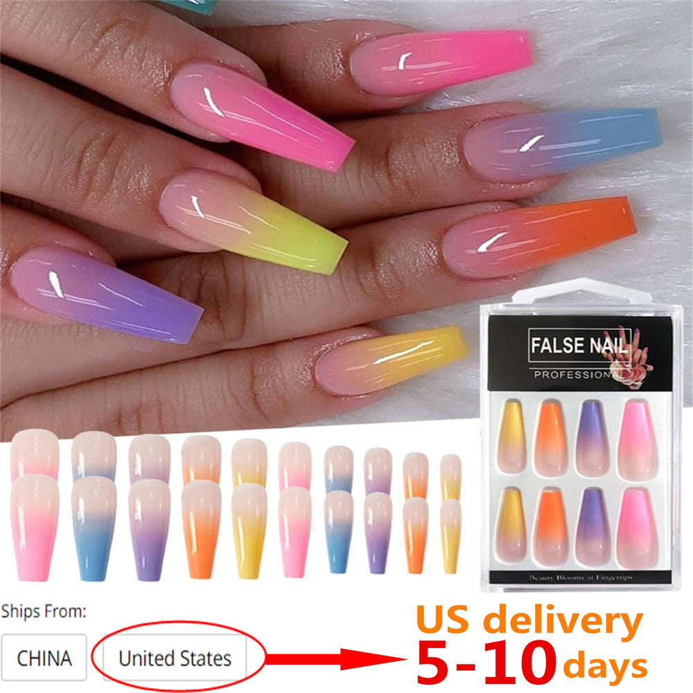 Fake Nails European Rainbow